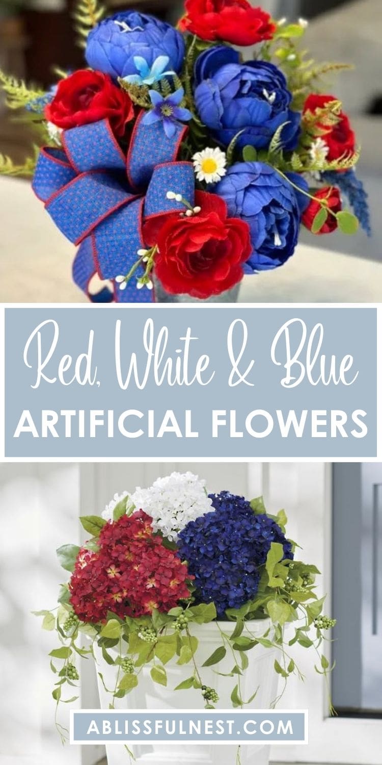 Red White And Blue Artificial Flowers | A Blissful Nest