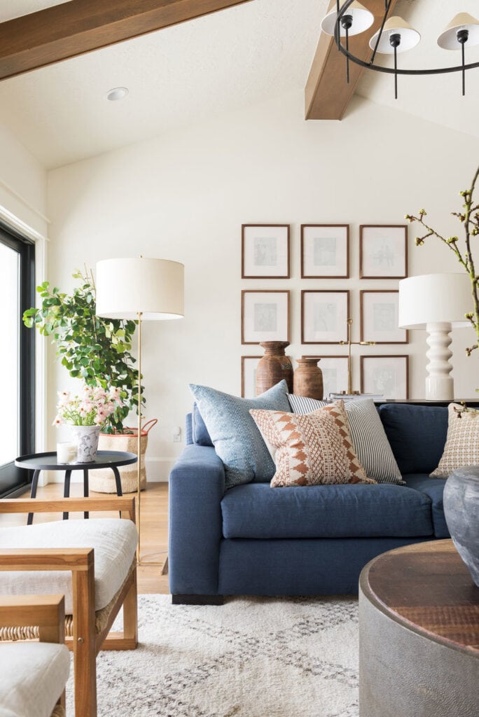 Beige and Dark Blue Living Room Ideas | A Blissful Nest