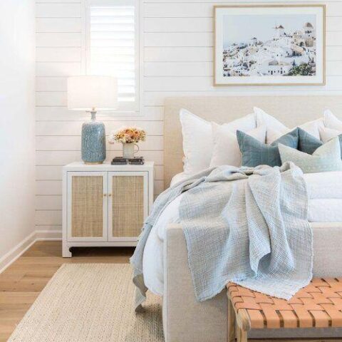 Image for White & Soft Blue Bedding + Neutral Accents