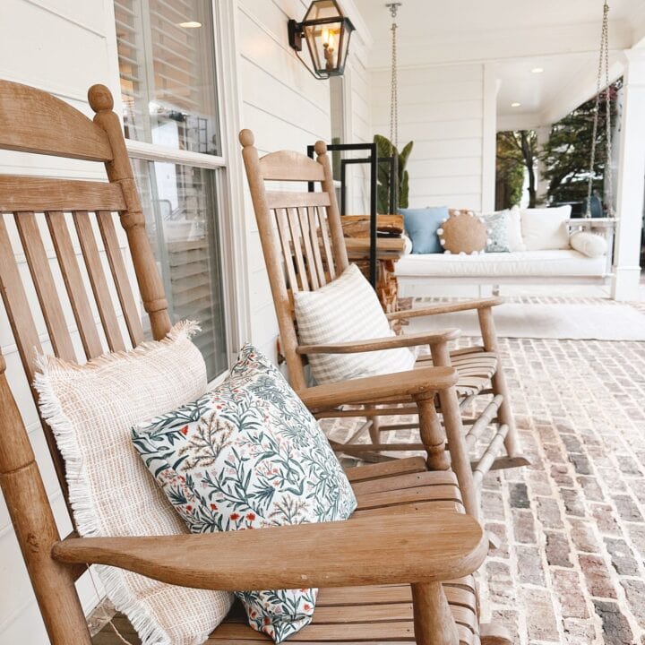 Image for Farmhouse Style Porch With Hanging Swing Bench
