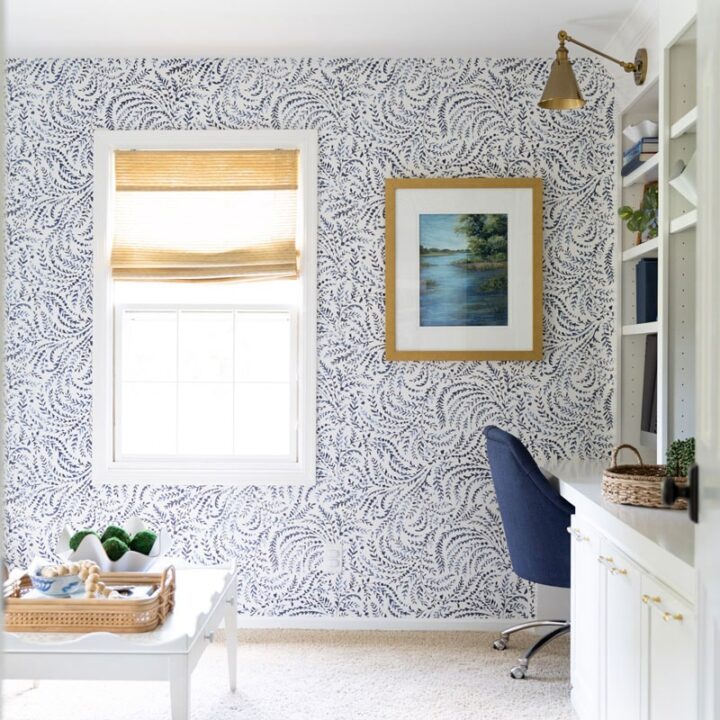 Image for Blue Patterned Wallpaper + Textured Accents