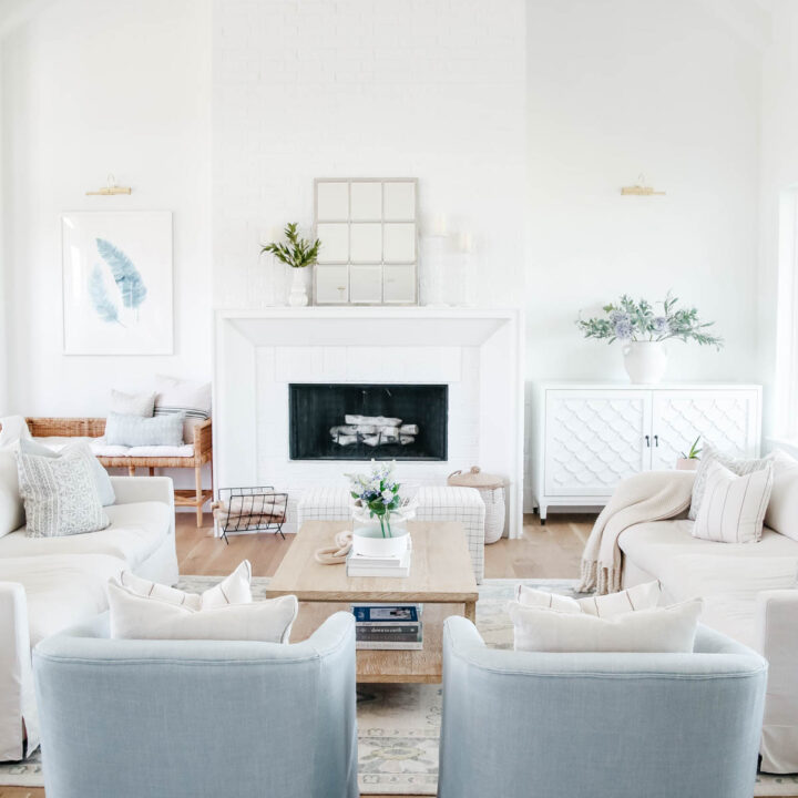 Image for All White Living Room With Soft Blue Accents