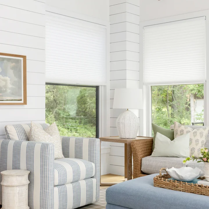 Image for Shiplap Walls, Striped Armchair & Woven Accents