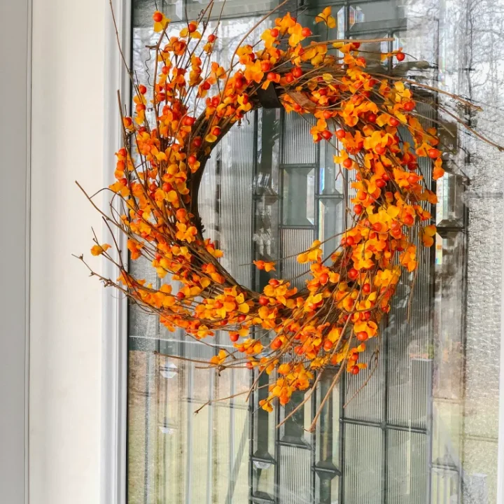 Image for Rusty Orange Faux Flower & Berry Wreath