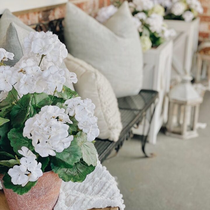 Image for White Faux Geraniums In Stylish Terracotta