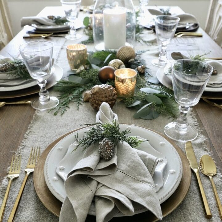 Image for Simple Winter Table Setting in Pine and Gold
