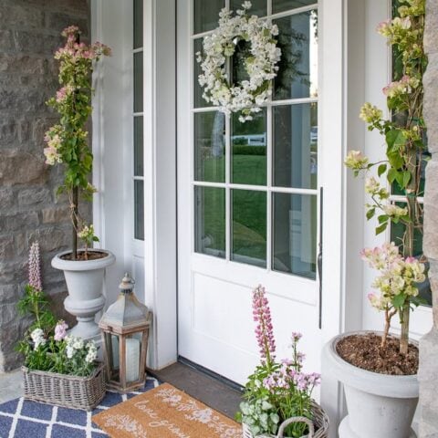 Image for White Floral Wreath & Soft Pink Climbing Vines