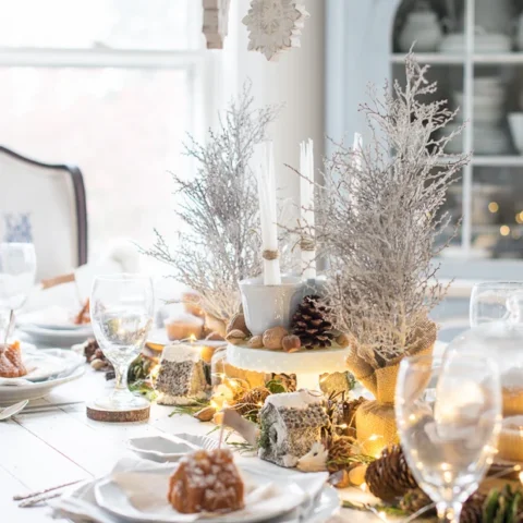Image for Snowy White & Wood Winter Table