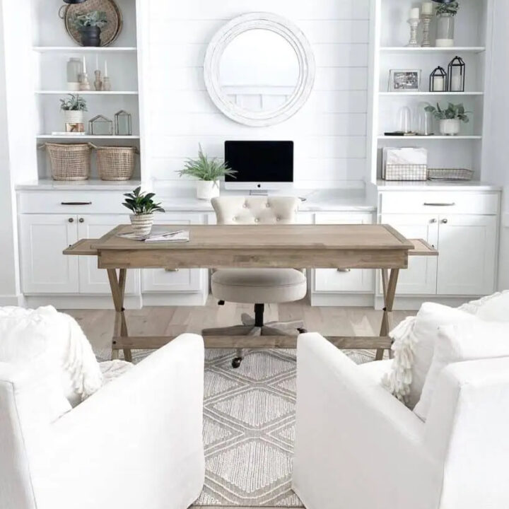 Image for Soft White Palette, Open Shelves, & Cozy Armchair