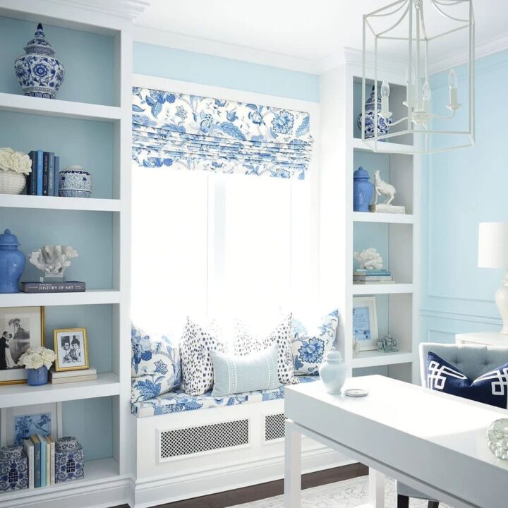 Image for Soft Blue Palette, Built-In Bench, & Patterned Pillows