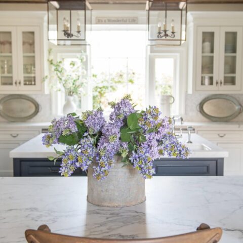 Image for Purple Faux Lilacs + Galvanized Bucket