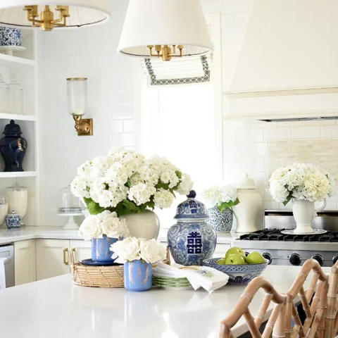 Image for White Faux Hydrangeas In Differen Vases