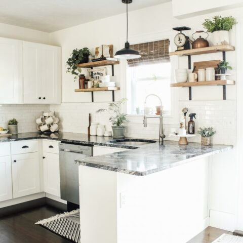 Image for White Kitchen With Black Granite Countertops