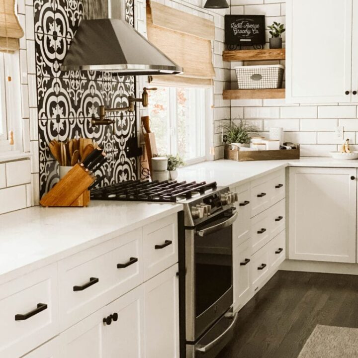 Image for White Cabinetry & Subway Tile + Black Lighting & Hardware