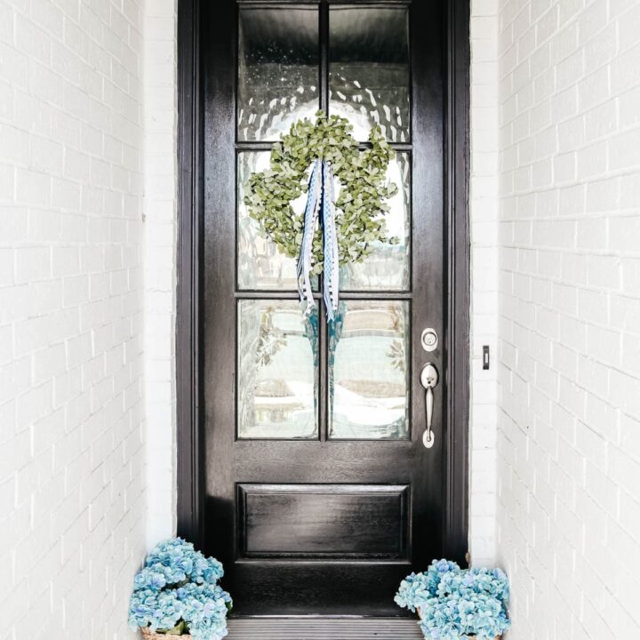 Image for Woven Basket Planters + Vibrant Blue Hydrangeas
