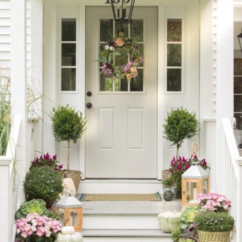 Image for Purple Flowers, Green Pumpkins, And Wooden Lanterns