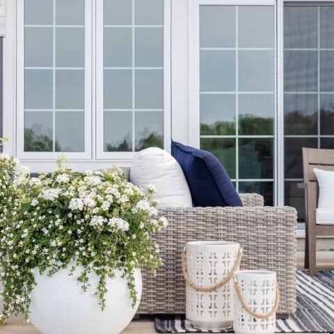 Image for Giant White Planter With Trailing Flowers