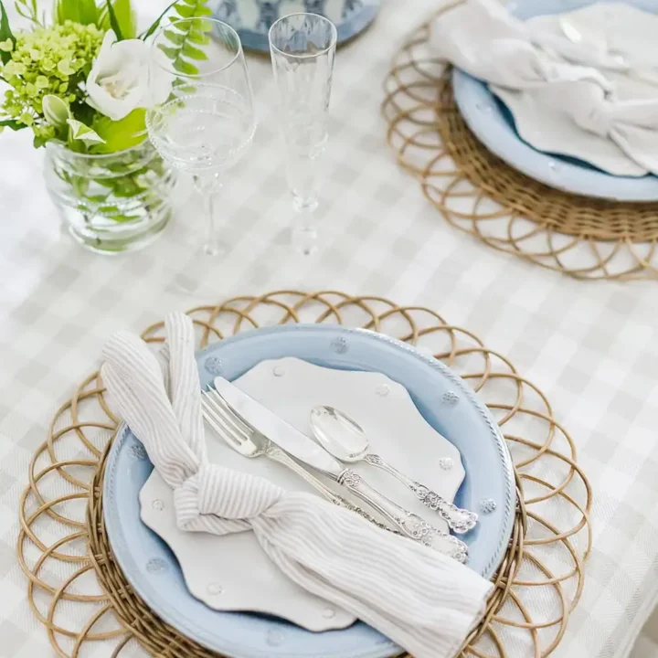 Image for Soft Gingham Linens, Layered Plates & Woven Placemats