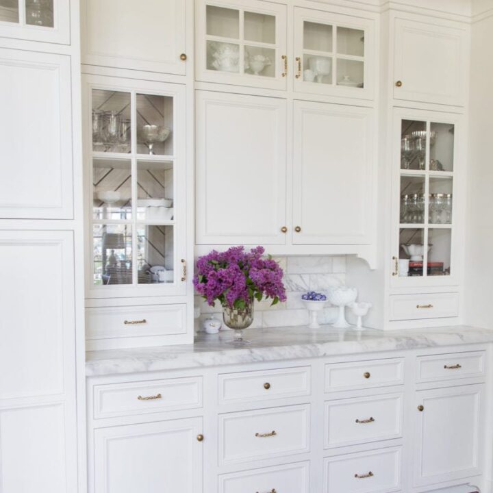 Image for White Cabinets +  Purple Blooms