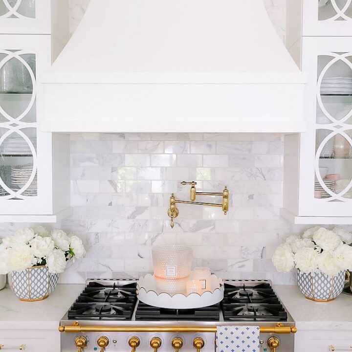 Image for White Floral Arrangement + Patterned Pots & Summer Candles