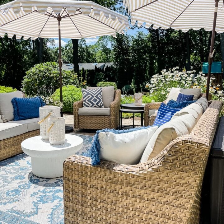 Image for Cozy Seating Area + Wicker Furniture With Blue Pillows