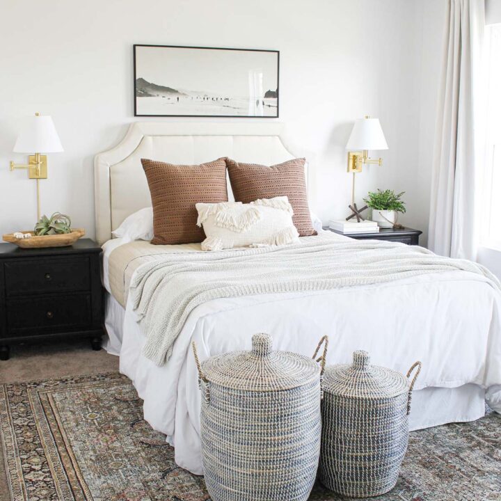 Image for Cozy Boho Style With Warm Accents and Woven Basket Storage