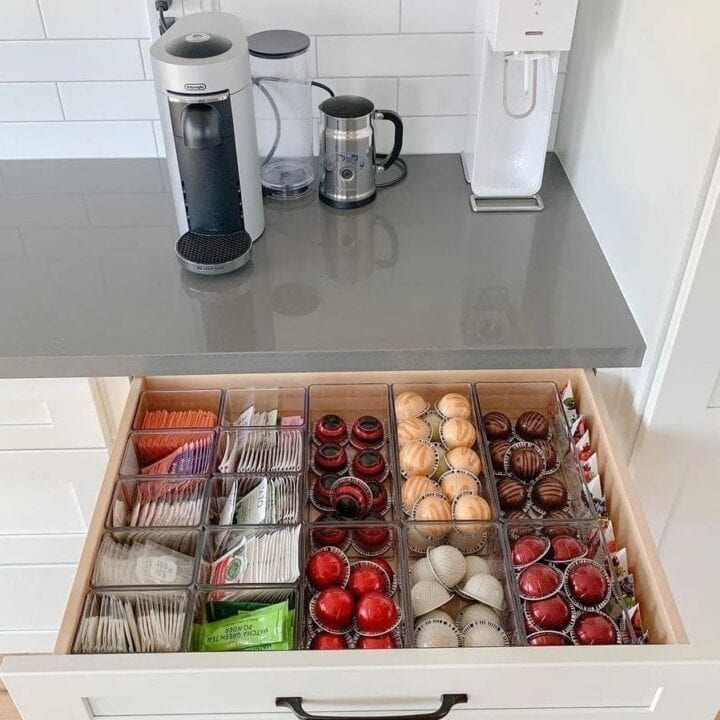 Image for Colorful Drawer With Coffee Pods, Teas, and Sweeteners