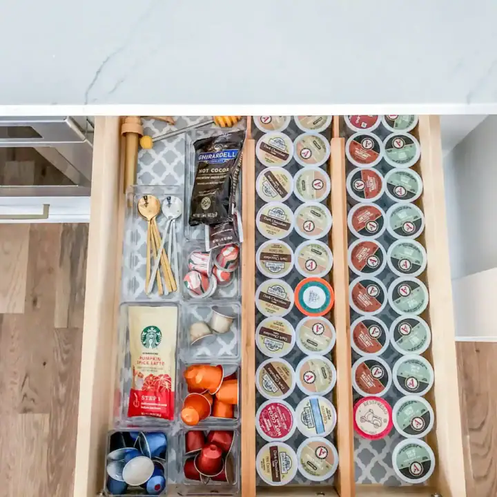 Image for Drawer Organizer With K-Cups, Latte Packets, and Stirrers