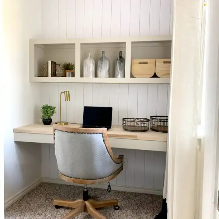 Image for Floating Shelves With Simple Desk And Rolling Chair
