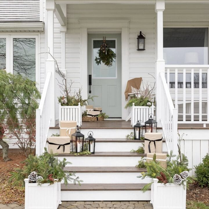 Image for DIY Natural Christmas Planters With Lanterns and Wrapped Gifts