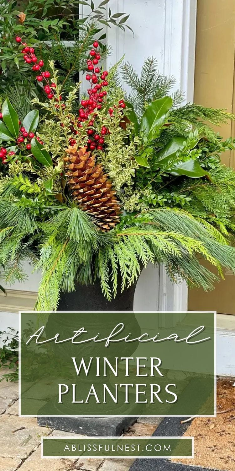 Artificial Winter Planters | A Blissful Nest