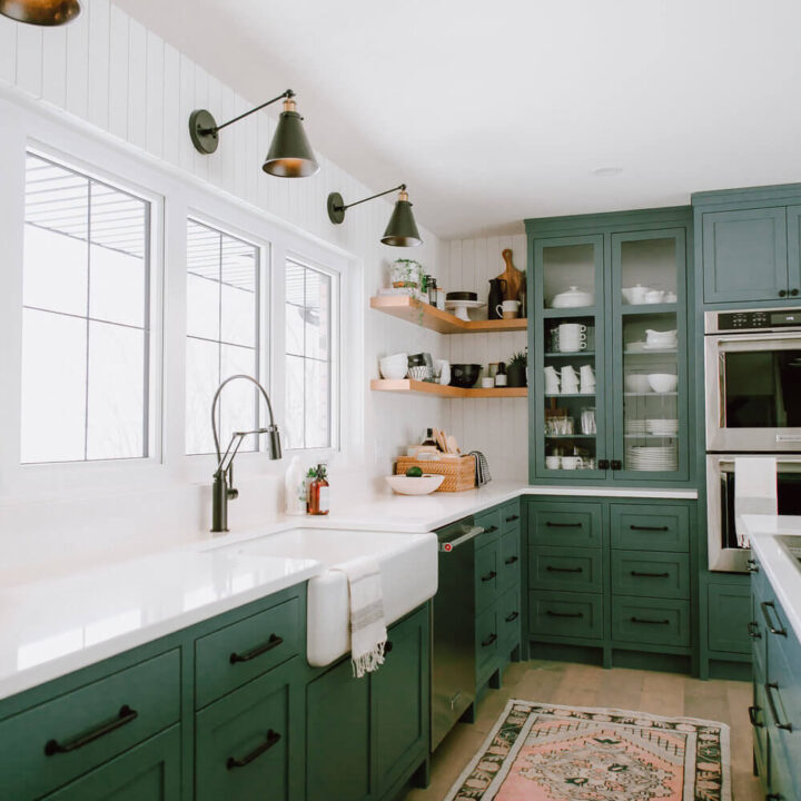 Image for Deep Green Cabinetry With Warm Metallic Accents