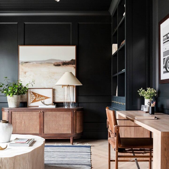 Image for Moody Dark Green Walls + Wood Furnitures