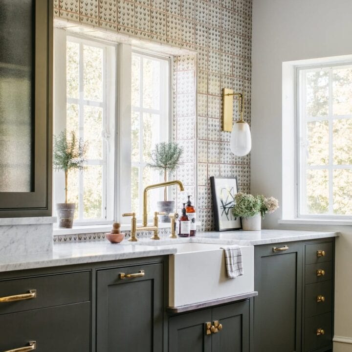 Image for Dark Green Cabinets With Brass Hardware