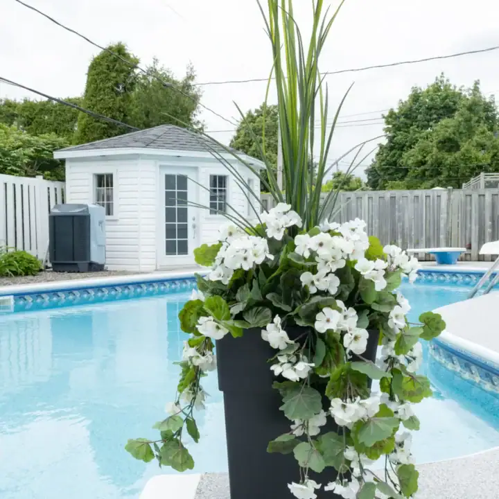Image for Tall Planter With Faux White And Green Arrangement