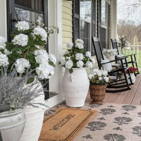 Image for White Faux Blooms In White & Basket Pots