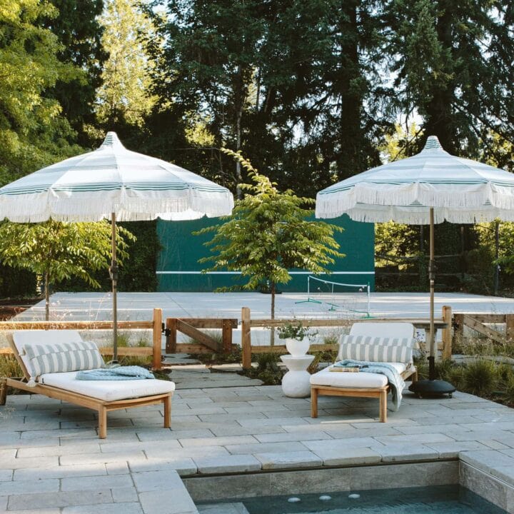Image for Poolside Lounge + Striped Umbrellas