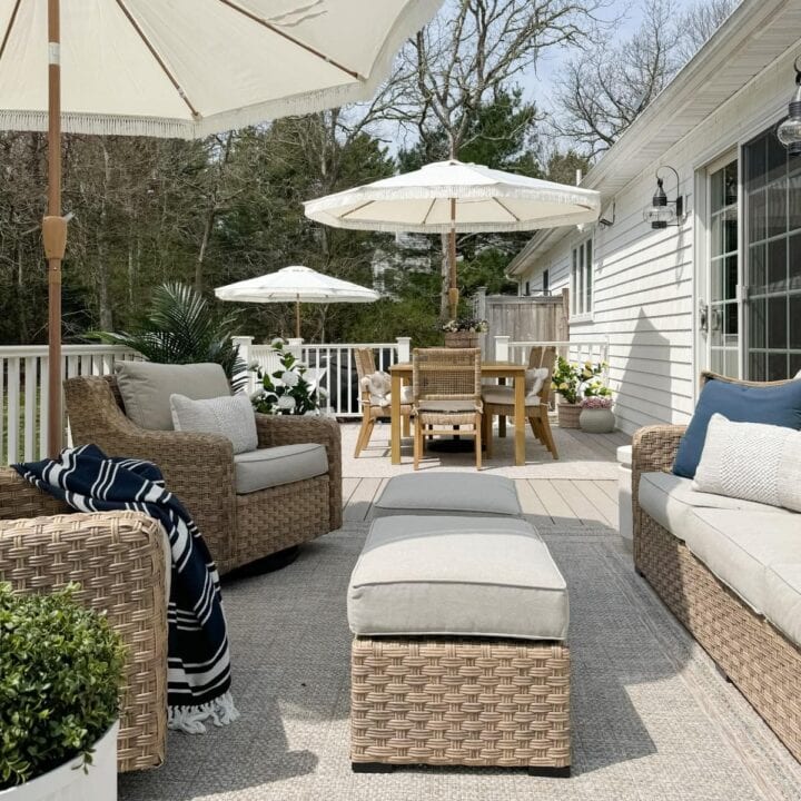 Image for Shaded Patio Seating + Navy Pillows