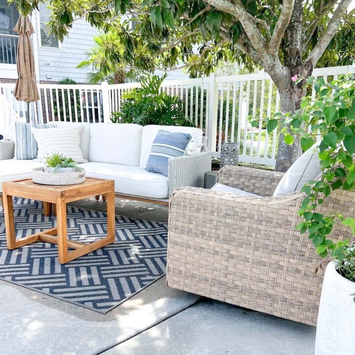 Image for Cozy Seating Area + Wicker Furniture With Blue Pillows