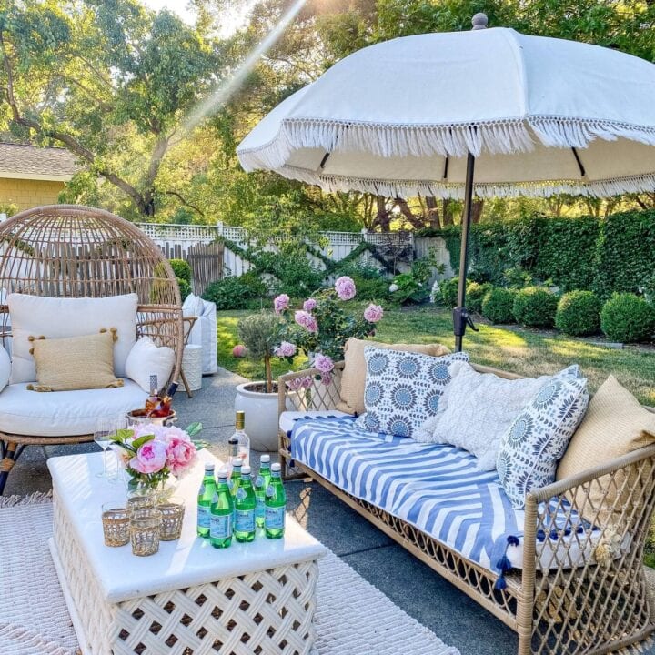 Image for Outdoor Lounge With Day Bed & Fringed Umbrella