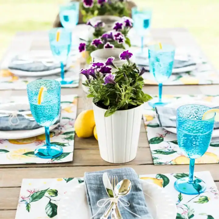 Image for Purple Florals + Fresh Lemons and Blue Glasses