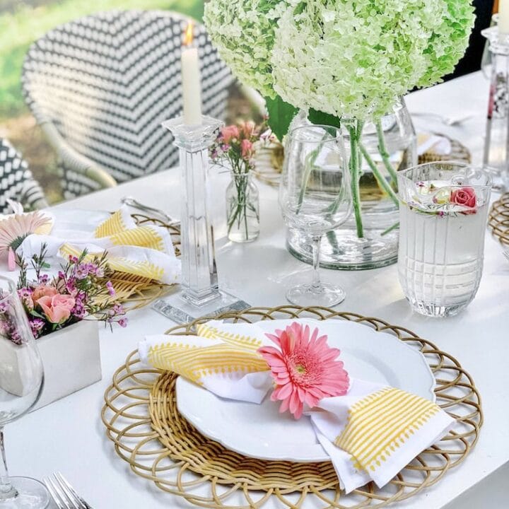 Image for Green Hydrangea Table Centerpiece + Woven Accents