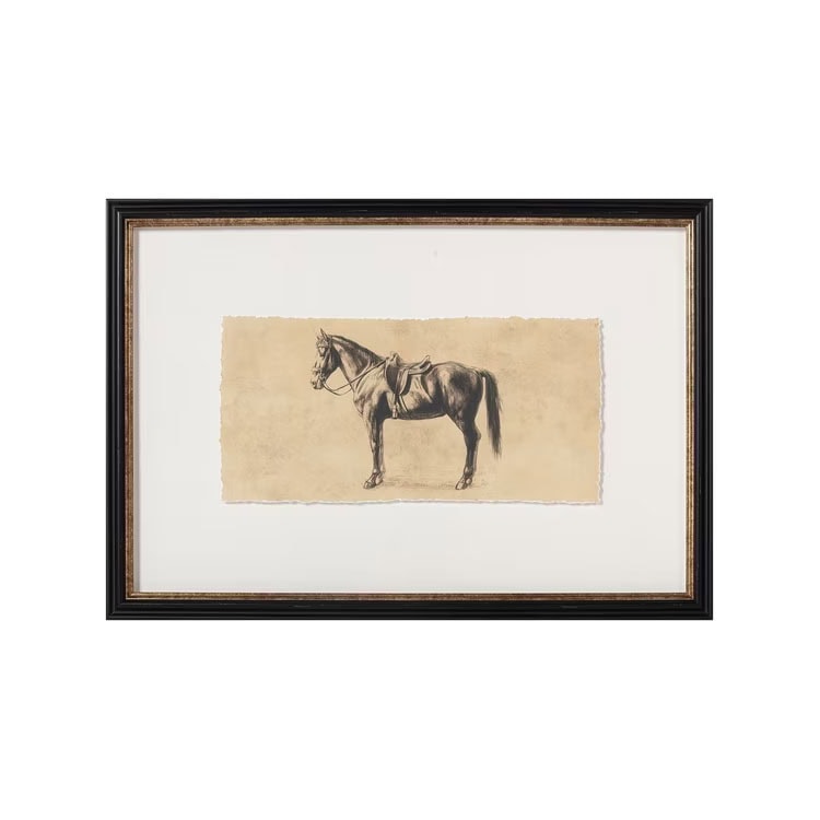 This horse printed artwork is giving Ralph Lauren vibes, but wait until you see the price! #ABlissfulNest