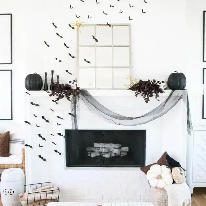 Image for Black and White Neutral Halloween Mantel