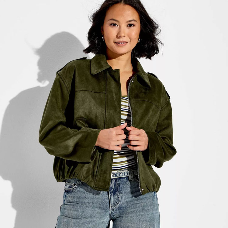 This green faux suede jacket is a must have for fall! #ABlissfulNest