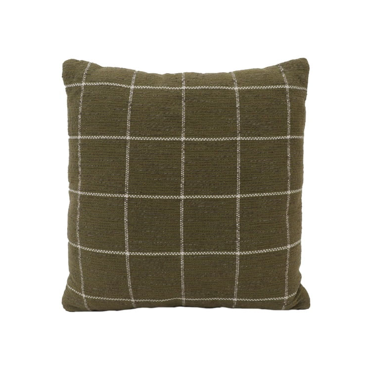 This olive green windowpane throw pillow is perfect for fall! #ABlissfulNest