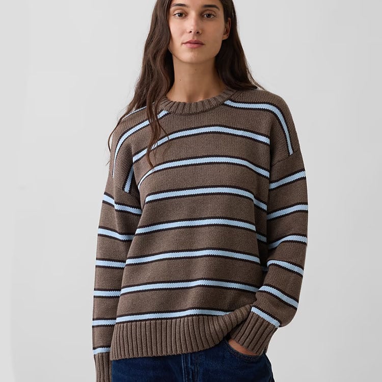 This brown and blue striped sweater is super on trend this season! #ABlissfulNest