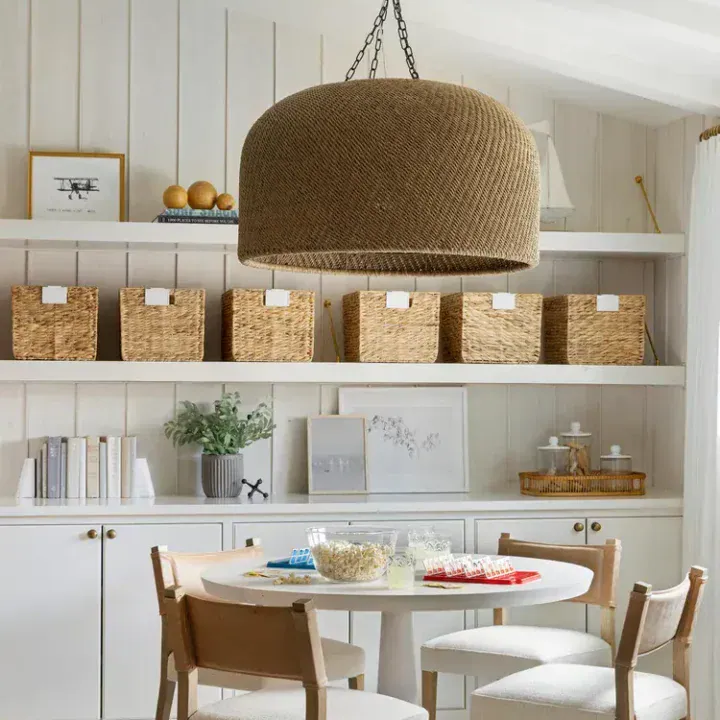 Image for Round White Table & Woven Pendant