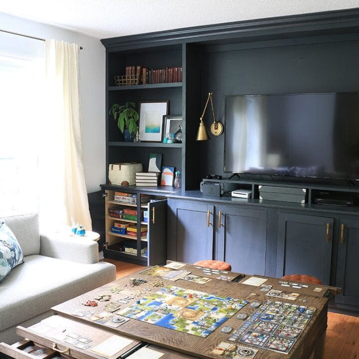 Image for Wooden Game Table + Dark Cabinets