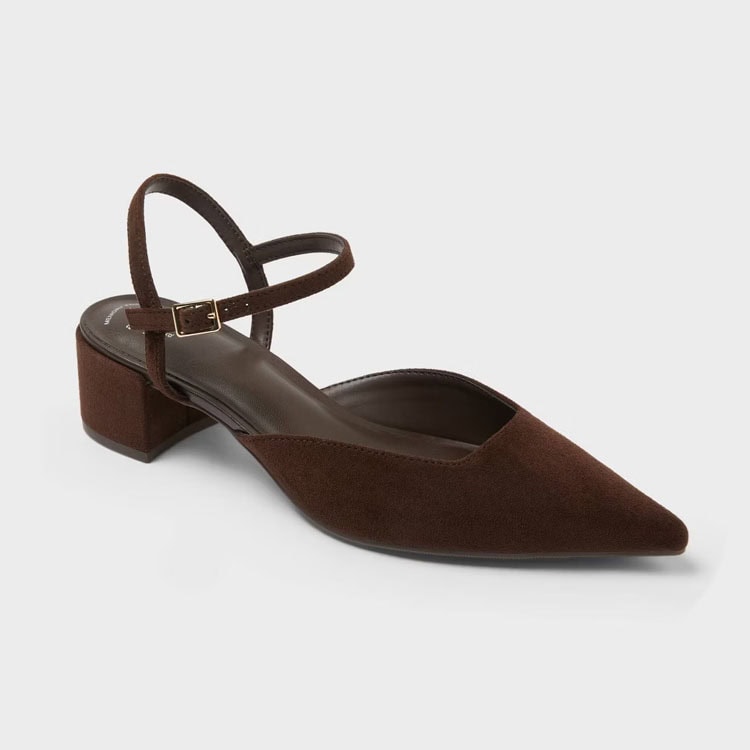These chocolate suede chunky kitten heels are a must have for fall! #ABlissfulNest